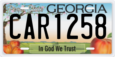 GA license plate CAR1258