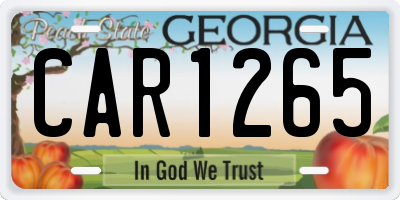GA license plate CAR1265