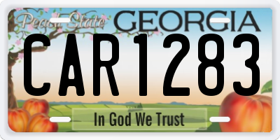 GA license plate CAR1283