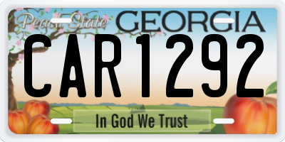 GA license plate CAR1292