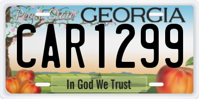 GA license plate CAR1299