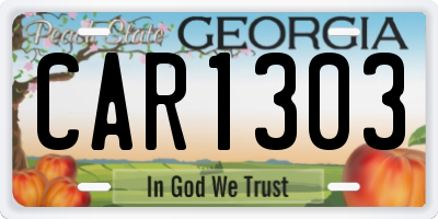 GA license plate CAR1303