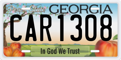 GA license plate CAR1308