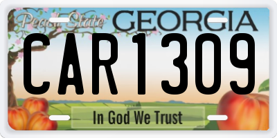 GA license plate CAR1309