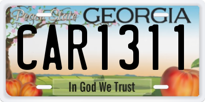 GA license plate CAR1311