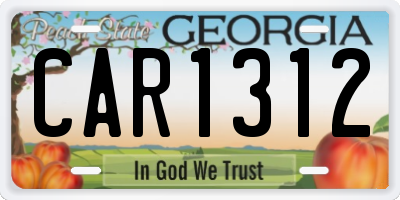 GA license plate CAR1312