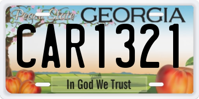 GA license plate CAR1321