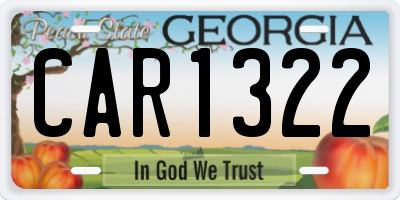 GA license plate CAR1322