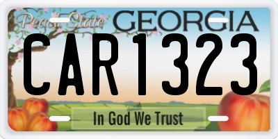 GA license plate CAR1323