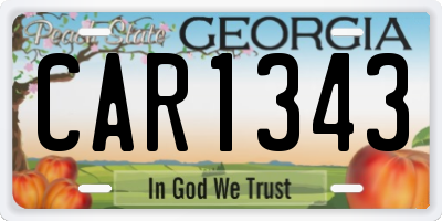 GA license plate CAR1343