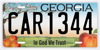 GA license plate CAR1344