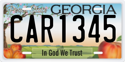 GA license plate CAR1345