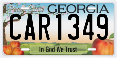 GA license plate CAR1349