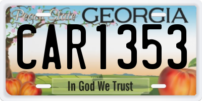 GA license plate CAR1353
