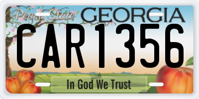 GA license plate CAR1356