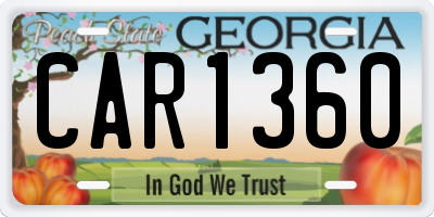 GA license plate CAR1360