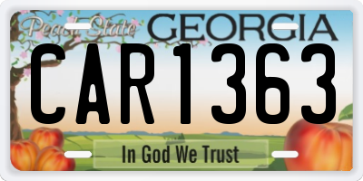 GA license plate CAR1363