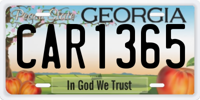 GA license plate CAR1365