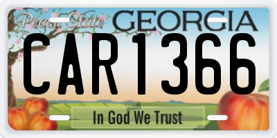 GA license plate CAR1366