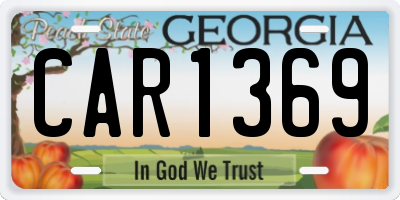 GA license plate CAR1369