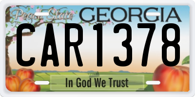 GA license plate CAR1378