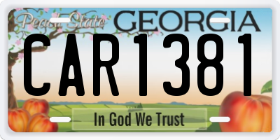 GA license plate CAR1381