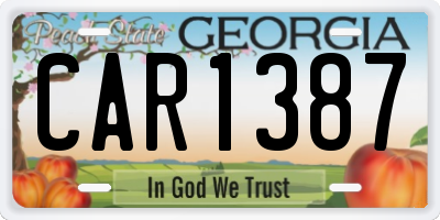 GA license plate CAR1387