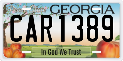 GA license plate CAR1389