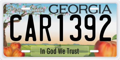 GA license plate CAR1392