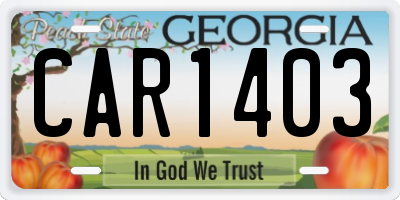 GA license plate CAR1403