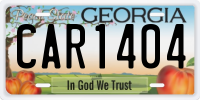 GA license plate CAR1404