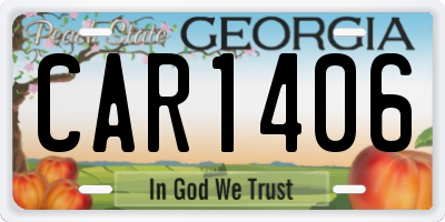 GA license plate CAR1406