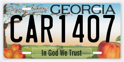 GA license plate CAR1407