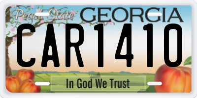 GA license plate CAR1410