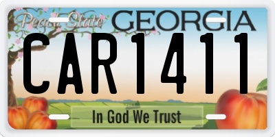 GA license plate CAR1411