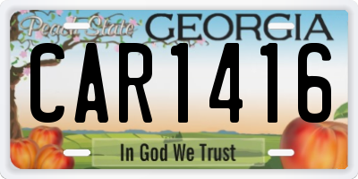 GA license plate CAR1416