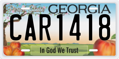 GA license plate CAR1418