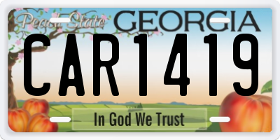 GA license plate CAR1419