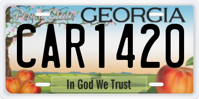 GA license plate CAR1420
