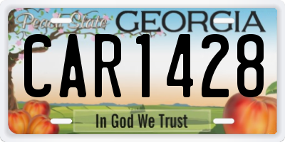 GA license plate CAR1428