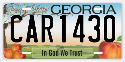 GA license plate CAR1430