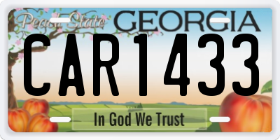 GA license plate CAR1433