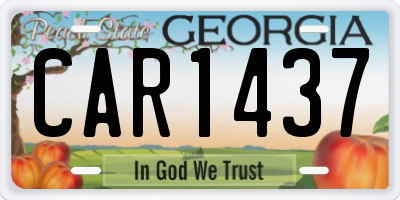 GA license plate CAR1437