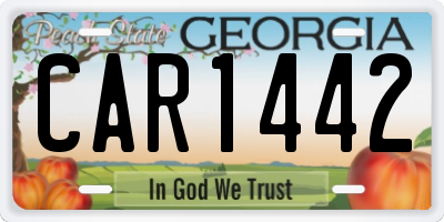 GA license plate CAR1442