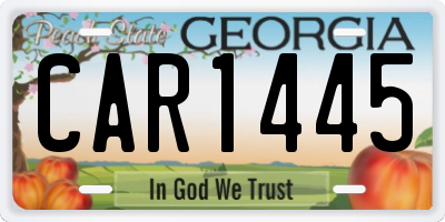 GA license plate CAR1445