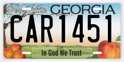 GA license plate CAR1451