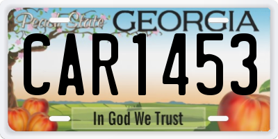 GA license plate CAR1453