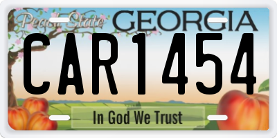 GA license plate CAR1454