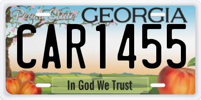 GA license plate CAR1455