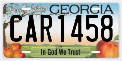 GA license plate CAR1458